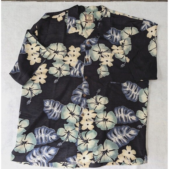 Tommy Bahama Men’s Floral Silk Camp Shirt Size L Black - Picture 3 of 5